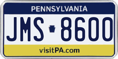 PA license plate JMS8600