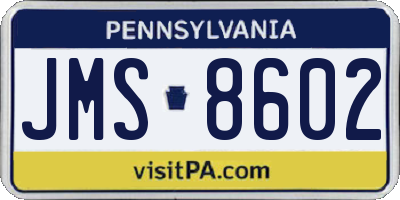 PA license plate JMS8602