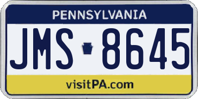 PA license plate JMS8645