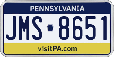 PA license plate JMS8651