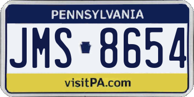 PA license plate JMS8654