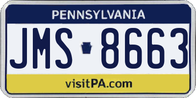PA license plate JMS8663