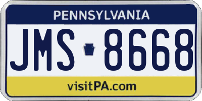PA license plate JMS8668