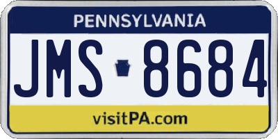 PA license plate JMS8684