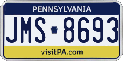 PA license plate JMS8693