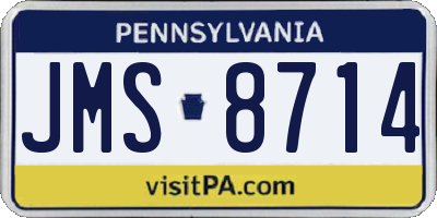 PA license plate JMS8714