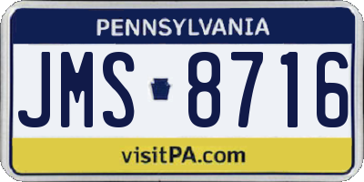 PA license plate JMS8716