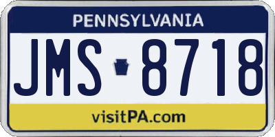 PA license plate JMS8718