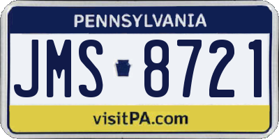 PA license plate JMS8721