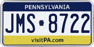 PA license plate JMS8722