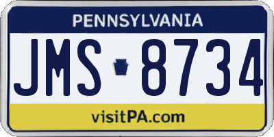 PA license plate JMS8734