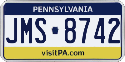 PA license plate JMS8742