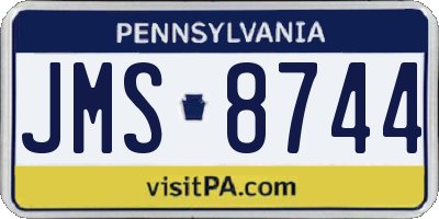 PA license plate JMS8744
