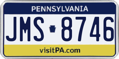PA license plate JMS8746