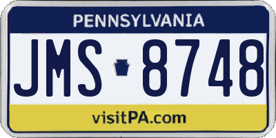 PA license plate JMS8748
