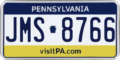 PA license plate JMS8766