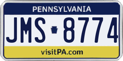 PA license plate JMS8774