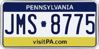 PA license plate JMS8775