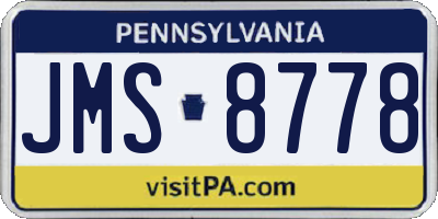 PA license plate JMS8778