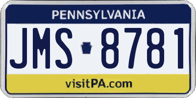 PA license plate JMS8781