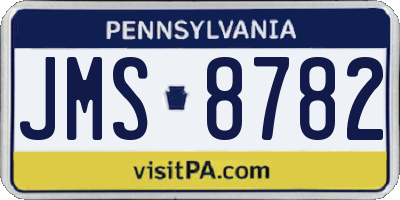 PA license plate JMS8782