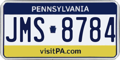 PA license plate JMS8784