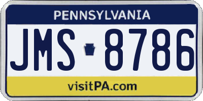 PA license plate JMS8786