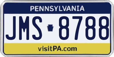 PA license plate JMS8788