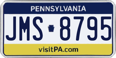 PA license plate JMS8795