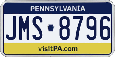 PA license plate JMS8796