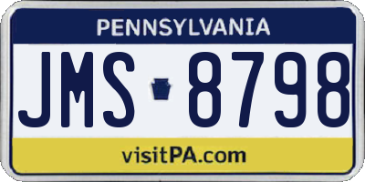 PA license plate JMS8798