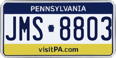 PA license plate JMS8803