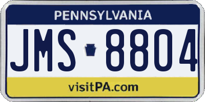 PA license plate JMS8804