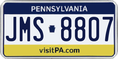 PA license plate JMS8807