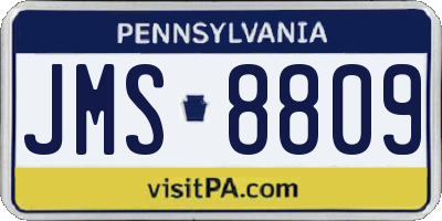 PA license plate JMS8809