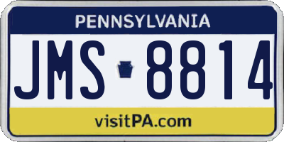 PA license plate JMS8814