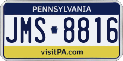 PA license plate JMS8816