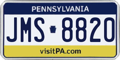 PA license plate JMS8820