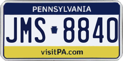 PA license plate JMS8840
