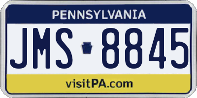 PA license plate JMS8845