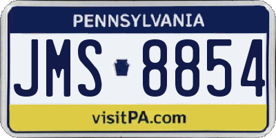 PA license plate JMS8854