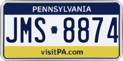PA license plate JMS8874