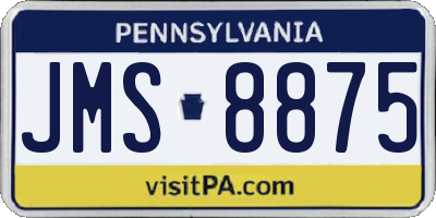 PA license plate JMS8875