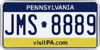 PA license plate JMS8889