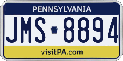 PA license plate JMS8894