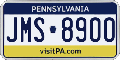 PA license plate JMS8900
