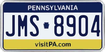 PA license plate JMS8904