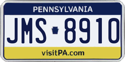 PA license plate JMS8910