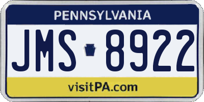 PA license plate JMS8922