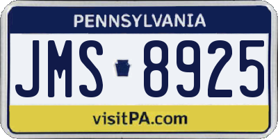 PA license plate JMS8925